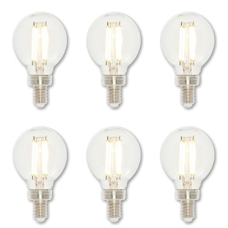 Westinghouse Bulb LED Dimmable 4.5W 120V G16.5 Glassobe Filament 2700K Clear E12 Cndlabra, 6PK 5024220